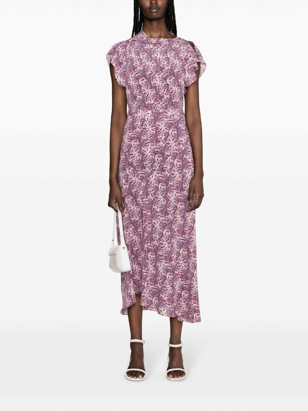 Shop Isabel Marant Sakura Abstract-print Skirt In 紫色
