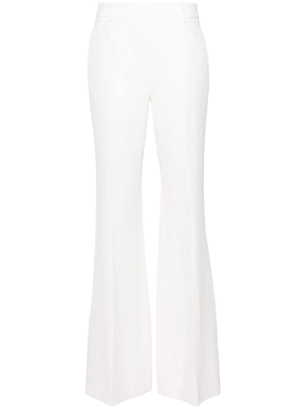 pressed-crease bootcut trousers