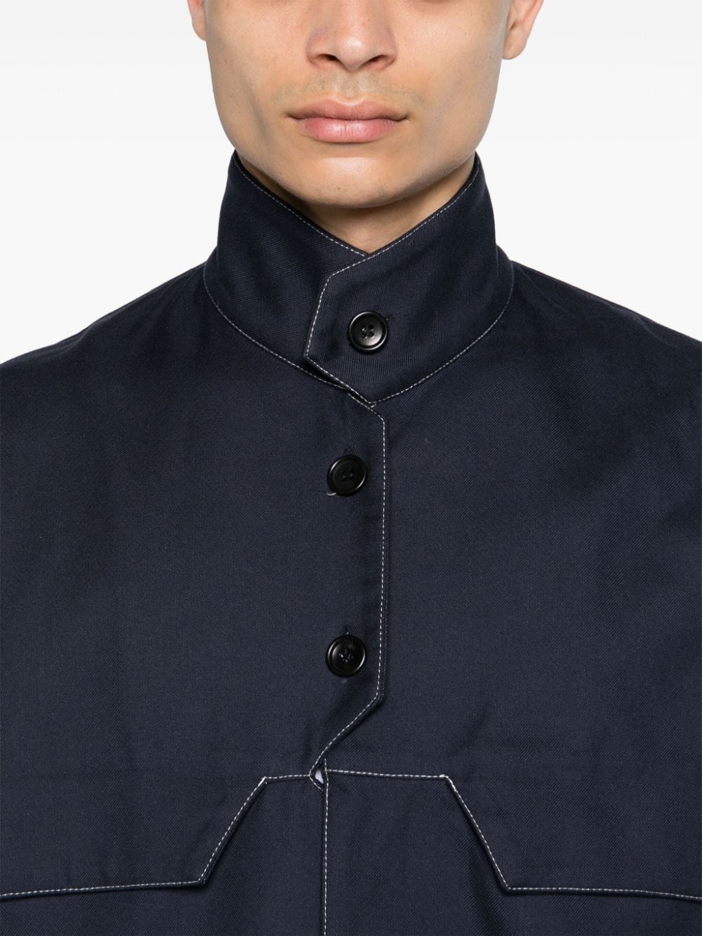 Shop Henrik Vibskov Post Organic Cotton Shirt Jacket In Blue