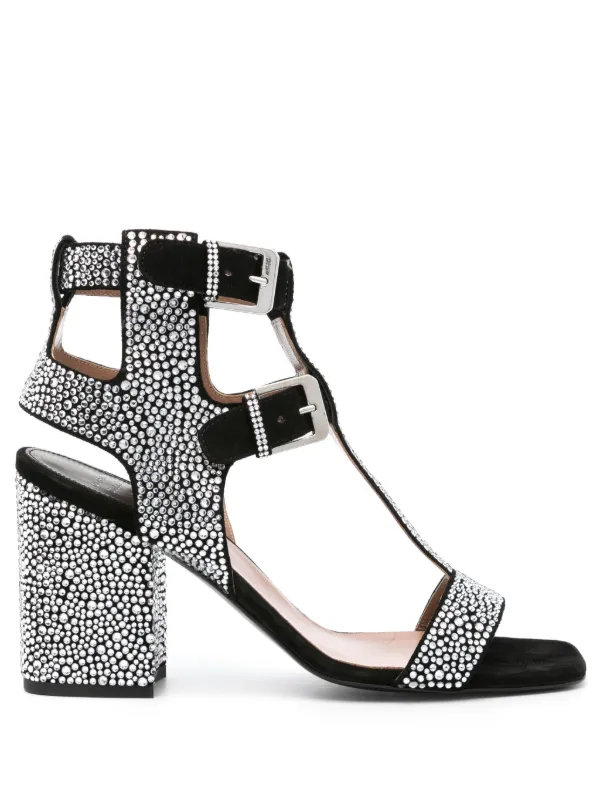 Laurence Dacade Sandra 90mm crystal embellished Sandals Black FARFETCH TW