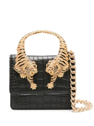 Roberto Cavalli Medium Roar Leather Tote Bag | Black | FARFETCH