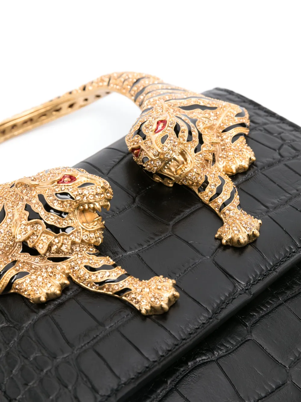 Roberto Cavalli Medium Roar leren shopper Zwart