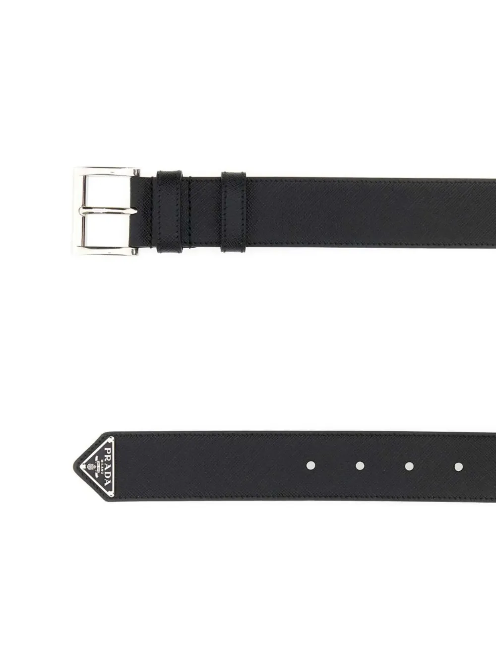 Prada enamel-triangle-logo Leather Belt | Black | FARFETCH