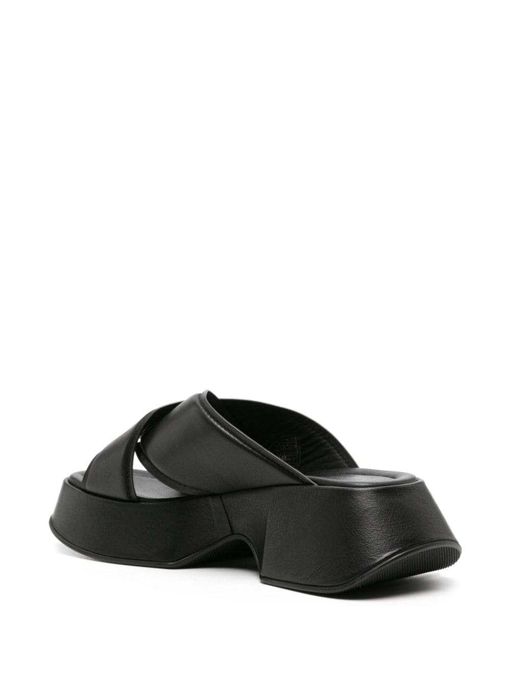 Shop Vic Matie Crossover-strap Leather Slides In Black