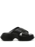 Vic Matie crossover-strap leather slides - Black