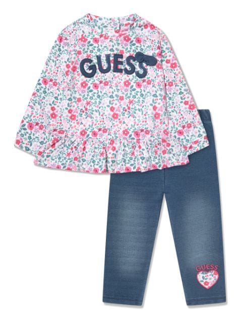 guess kids floral-print jeans set