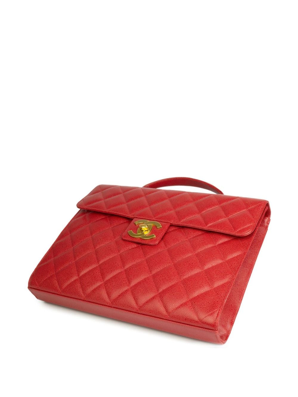 Pre-owned Chanel 1994 Diamond-quilted Briefcase In Red
