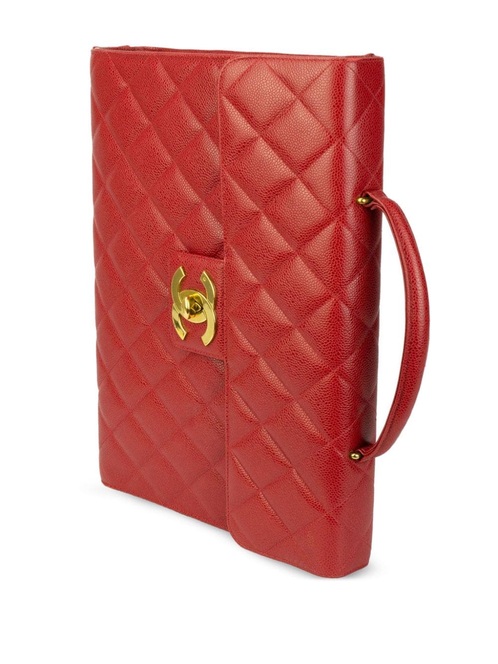 Pre-owned Chanel 1994 Diamond-quilted Briefcase In Red