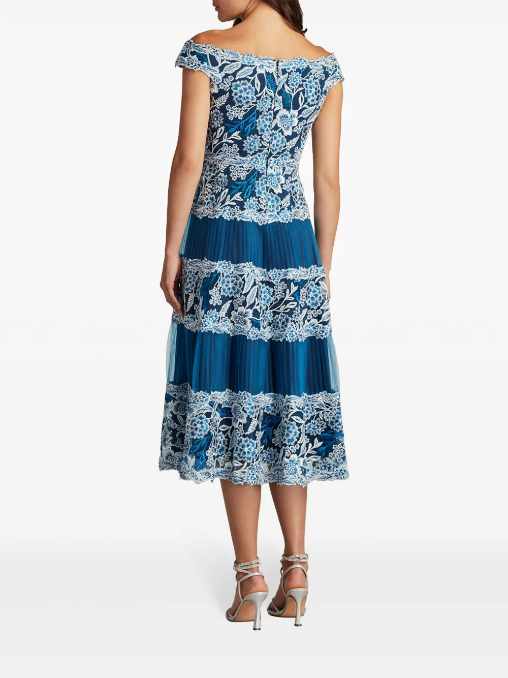 tadashi shoji off-the-shoulder floral embroidered dress Adriane Floral Embroidered Tea-Length Dress