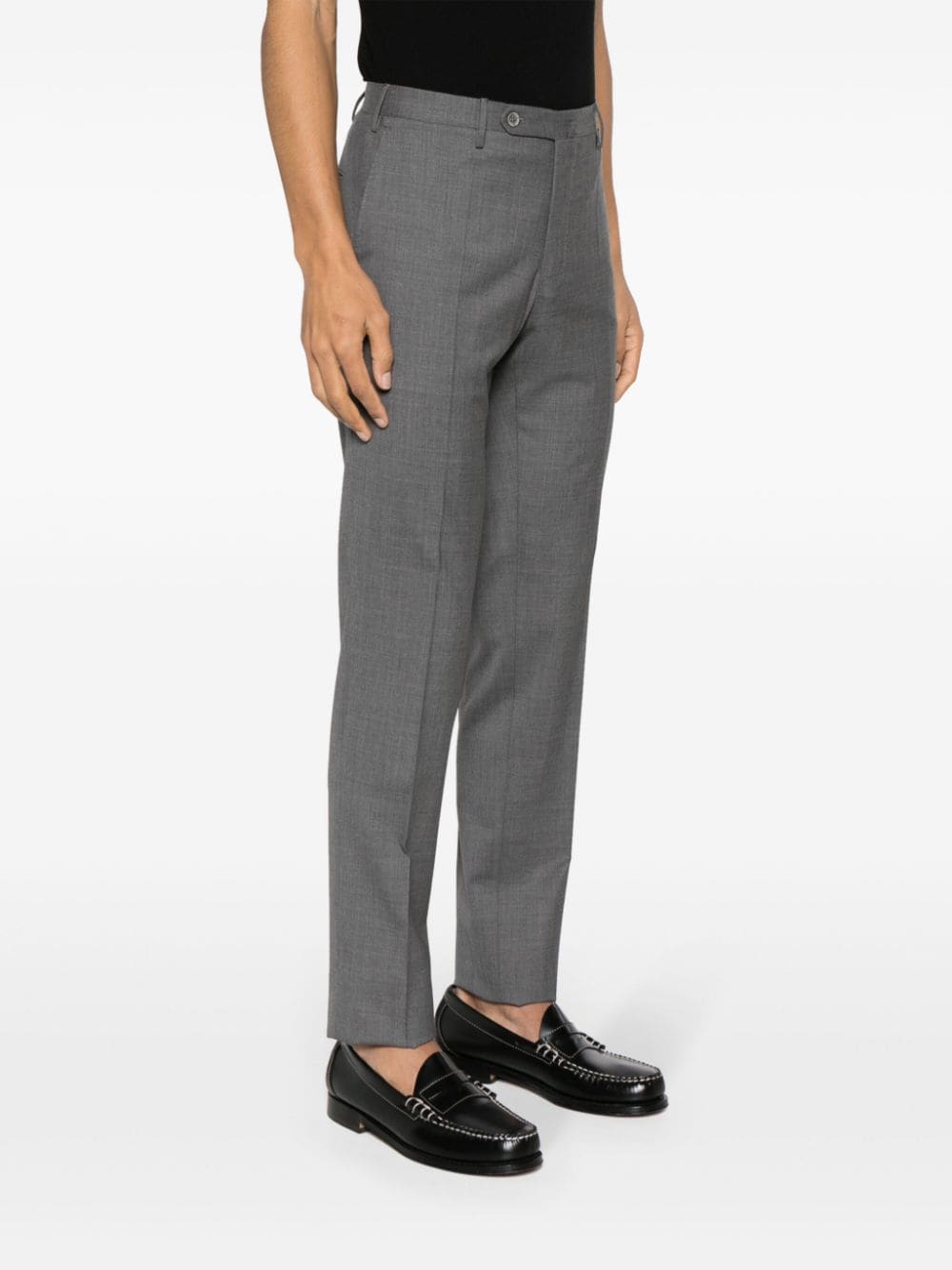 Shop Incotex Mid-rise Virgin-wool Tailored Trousers In Grey