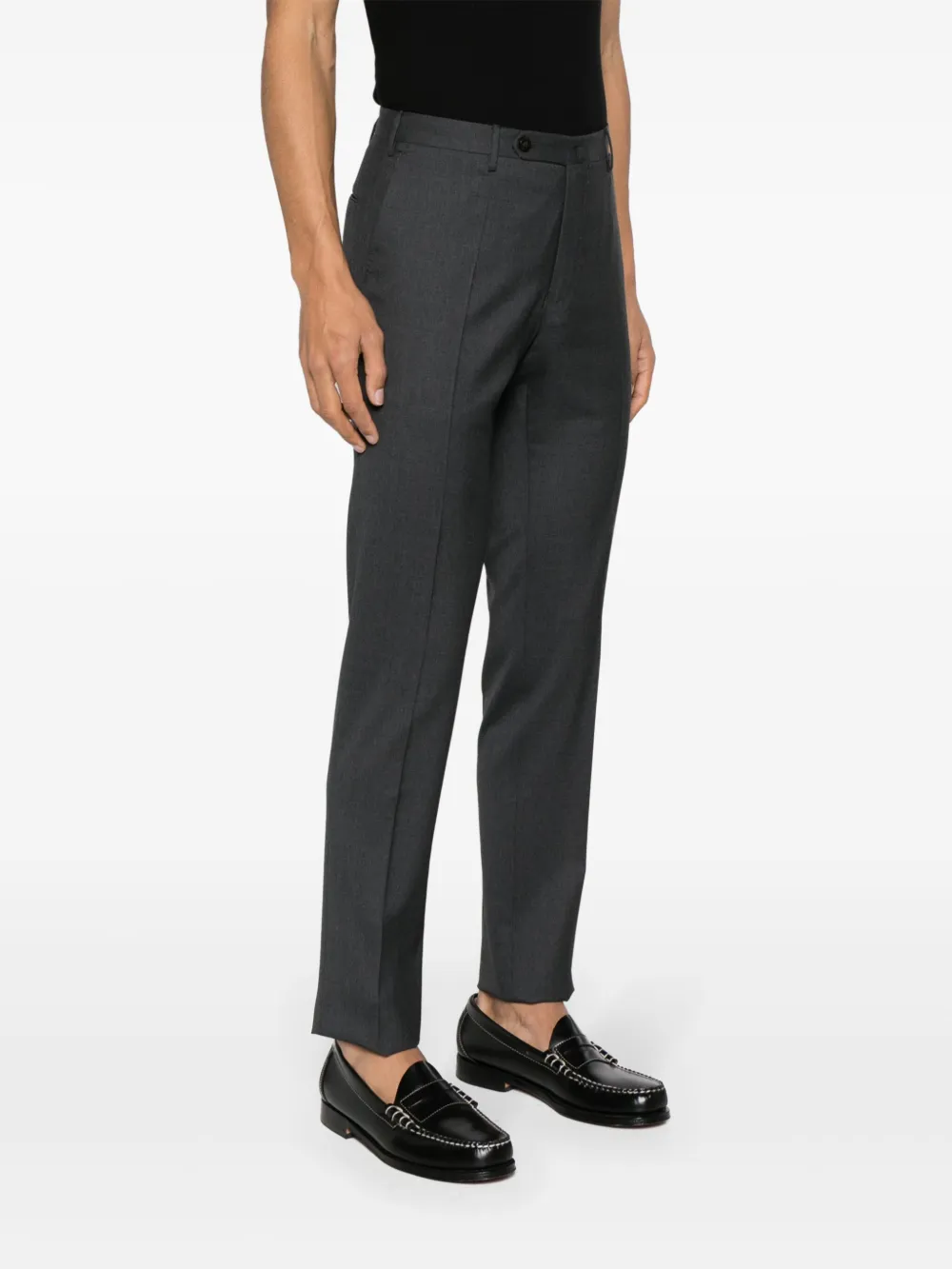 Shop Incotex Mid-rise Virgin-wool Trousers In Grey