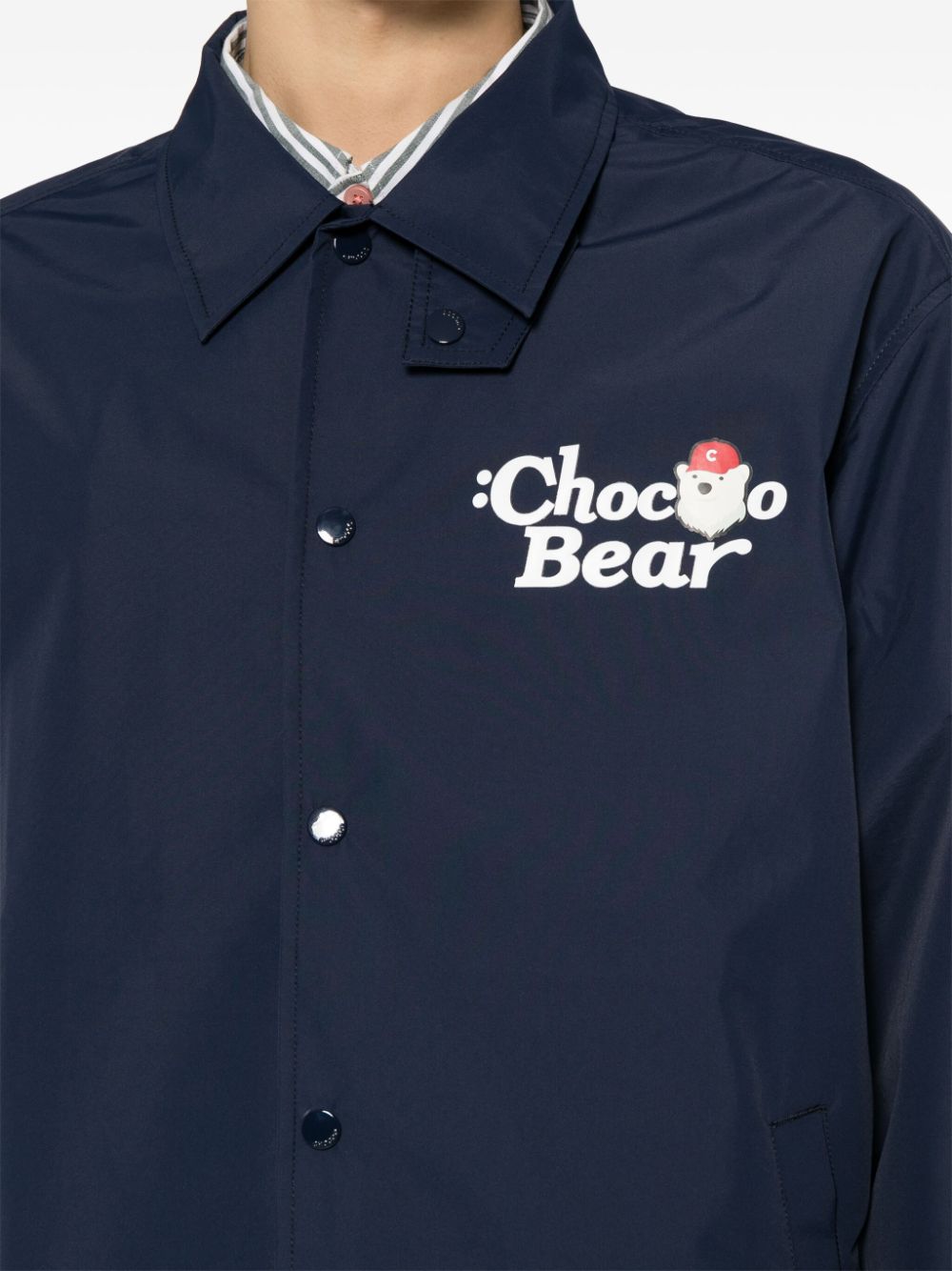 Shop Chocoolate Chocoo Bear-print Shirt Jacket In Blue