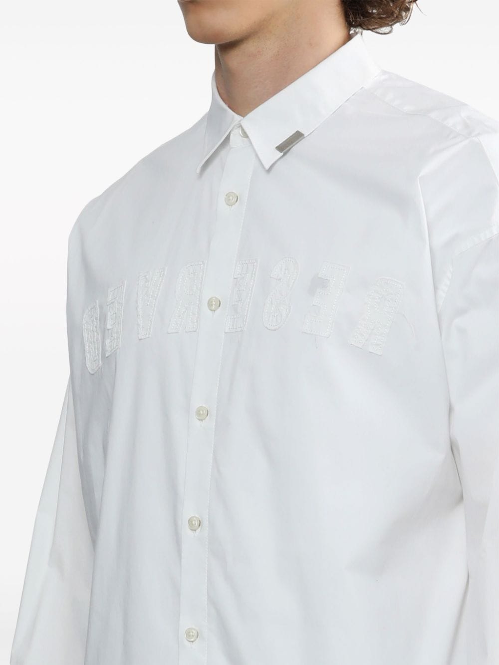 Shop Izzue Appliqué-detailing Cotton Shirt In White