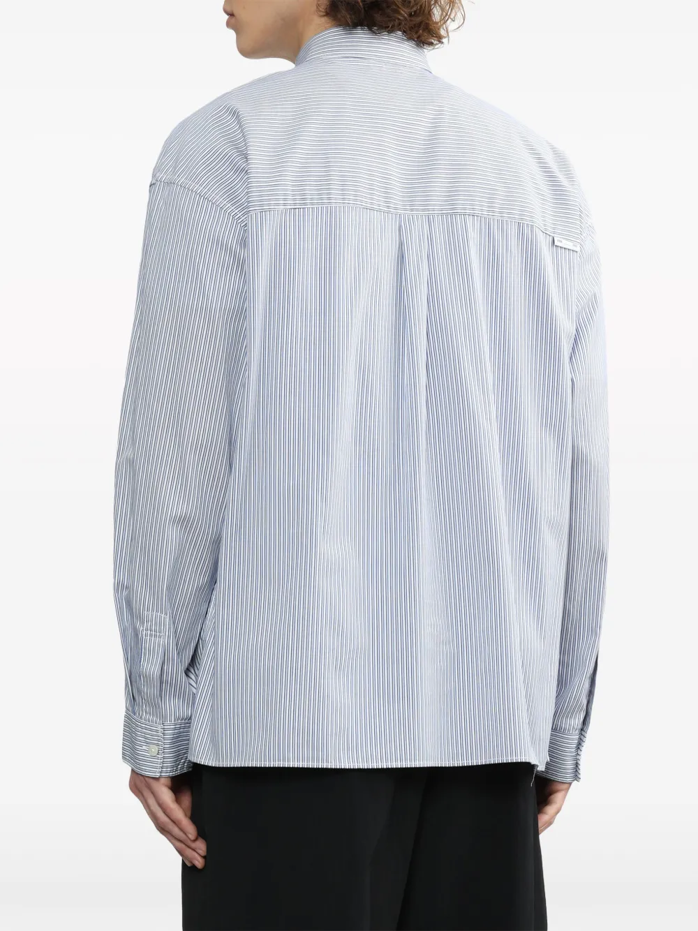 Shop Izzue Striped Cotton Shirt In Blue