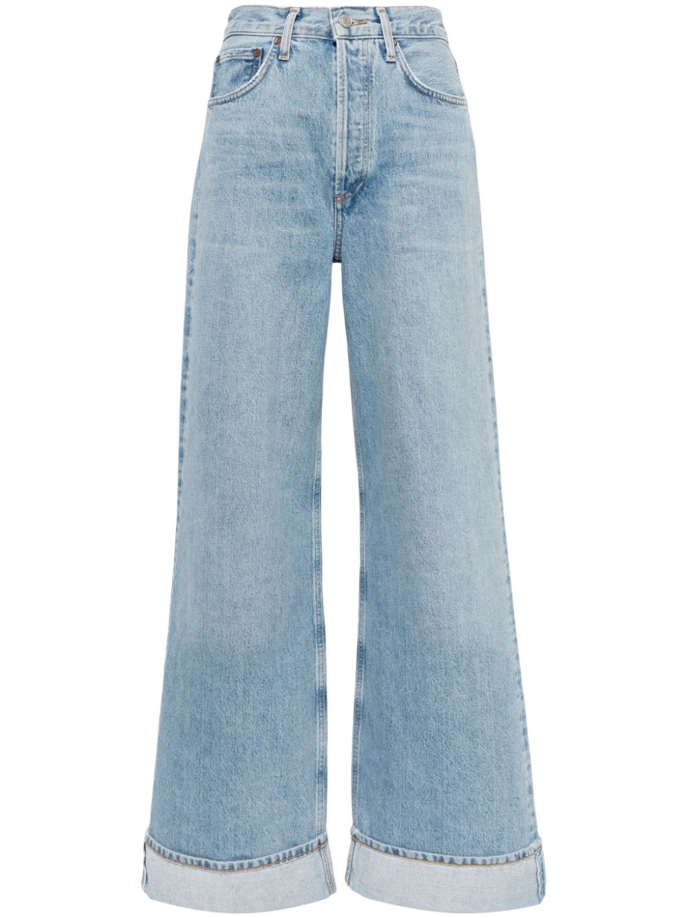 Shop Agolde Dame High-rise Wide-leg Jeans In Blue
