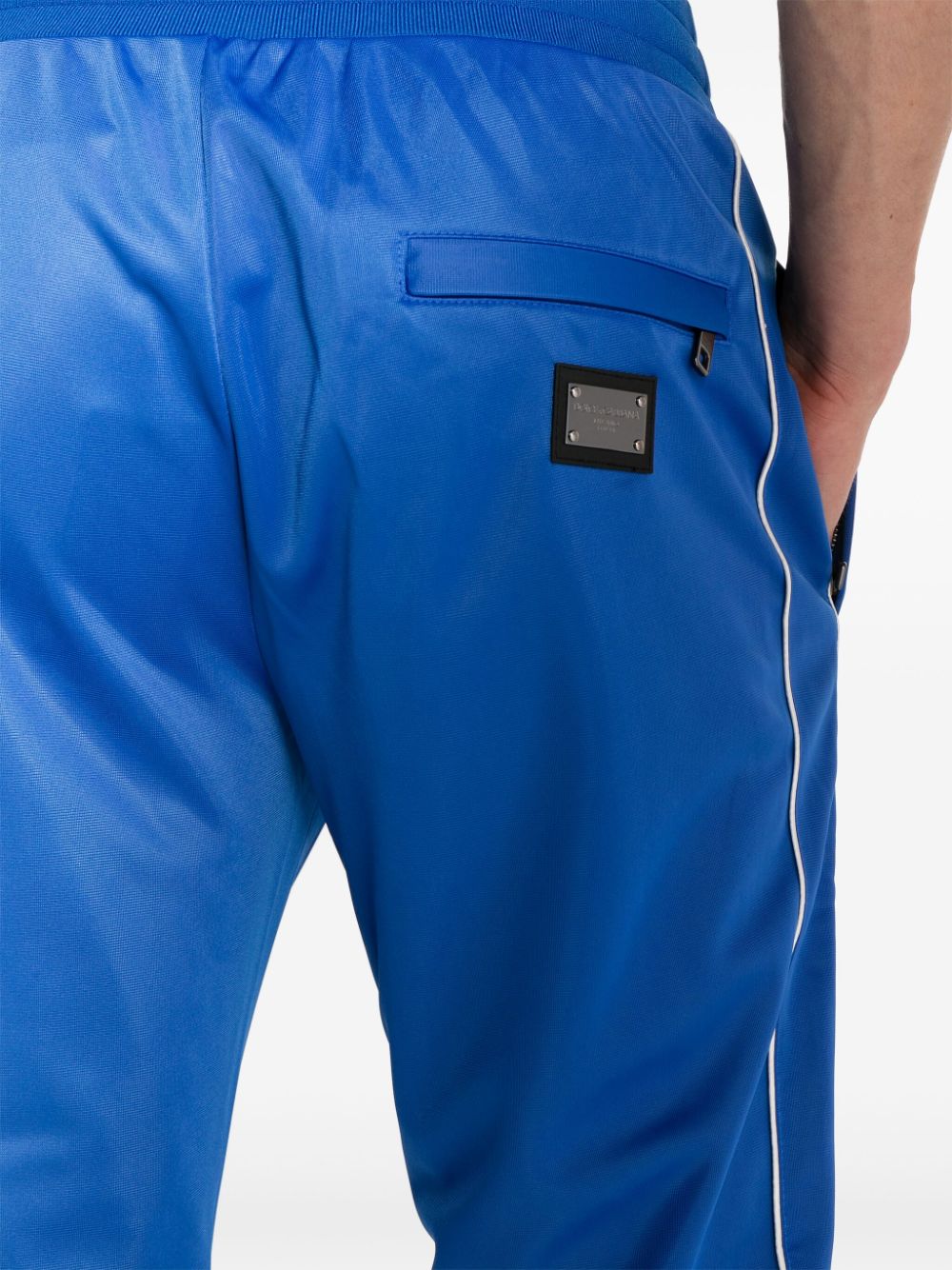 Shop Dolce & Gabbana Drawstring-waist Side-stripe Track Pants In Blue
