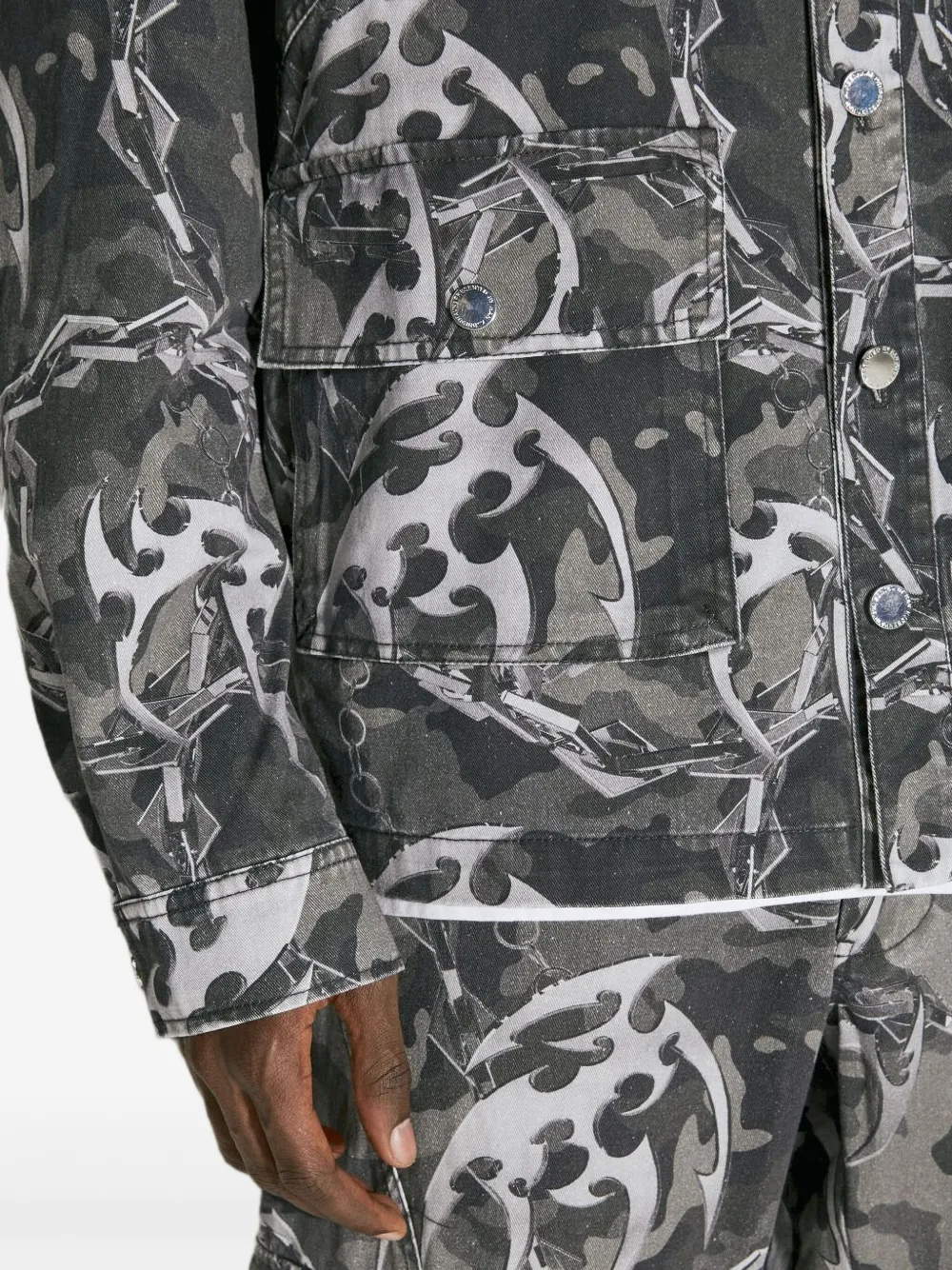 Han Kjobenhavn Camo Printed Utility Shirt In Grey
