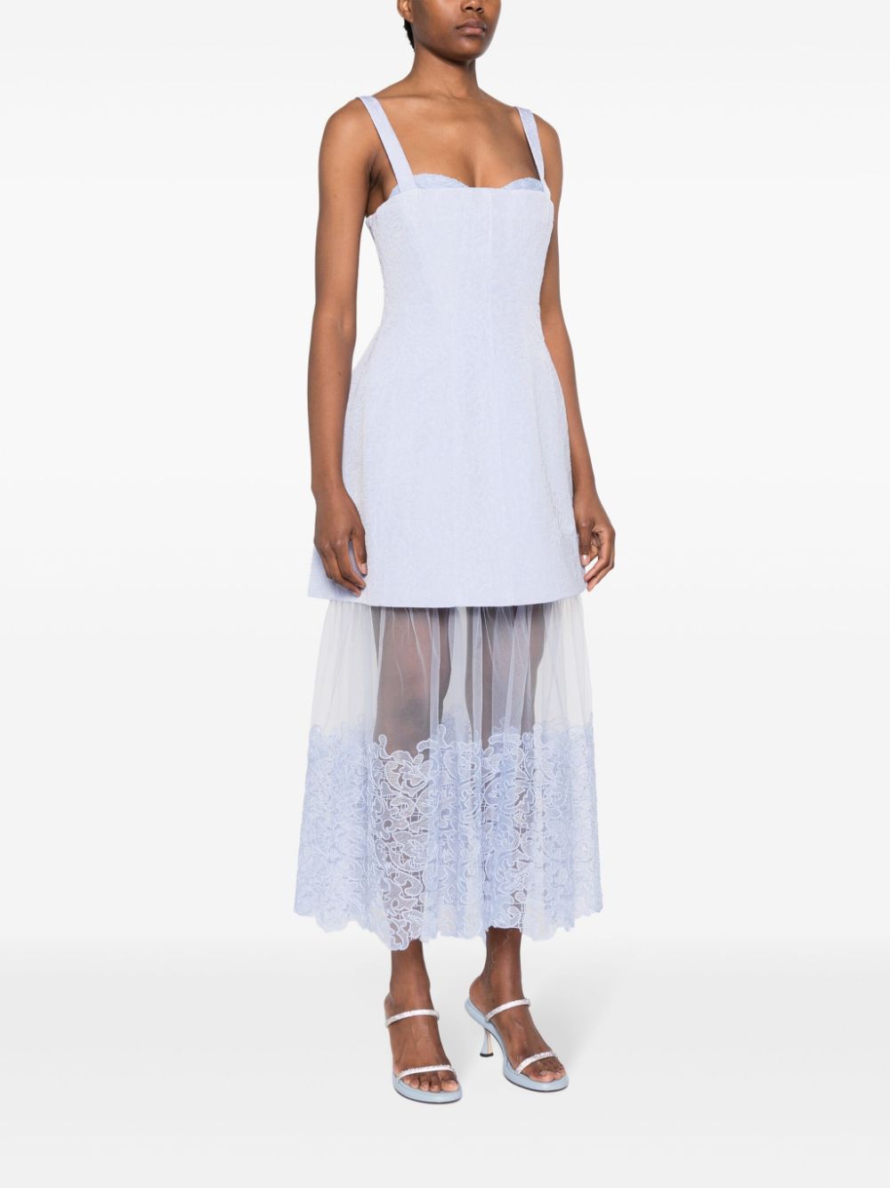 Acacia Lilac Floral Embroidered Tulle Maxi Dress