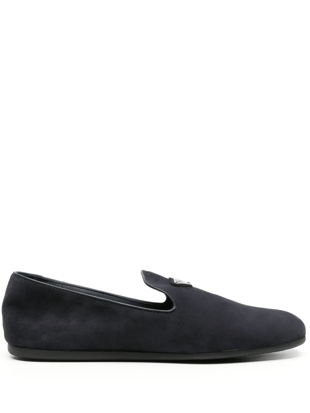 Prada triangle-logo suede slippers - Blau