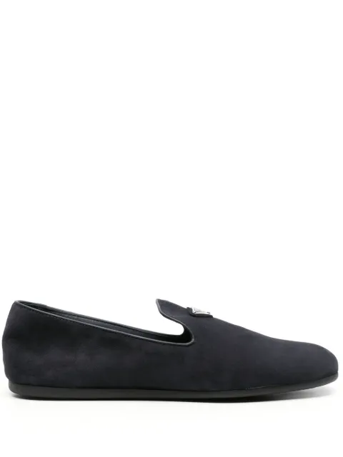 Prada triangle-logo suede slippers 