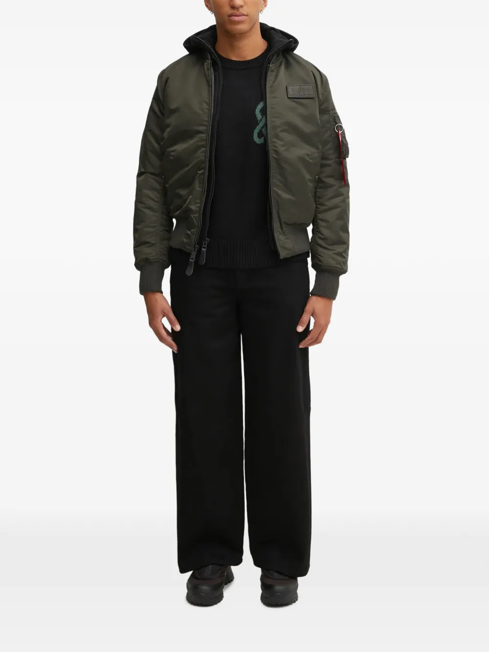 Alpha Industries Bomberjack met capuchon Groen
