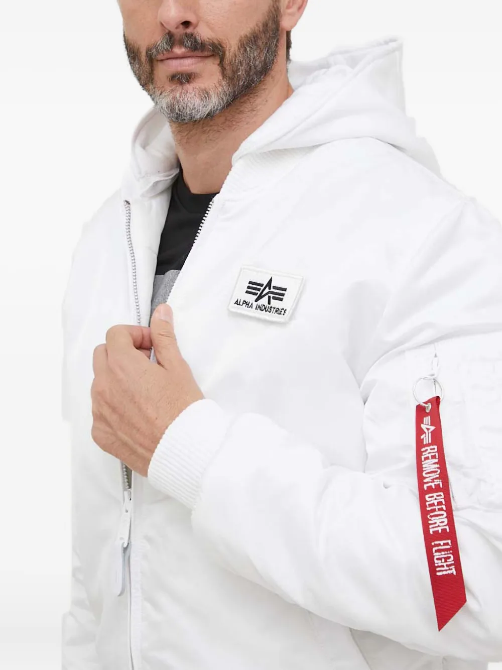 Alpha Industries MA-1 Zip bomberjack met capuchon Wit
