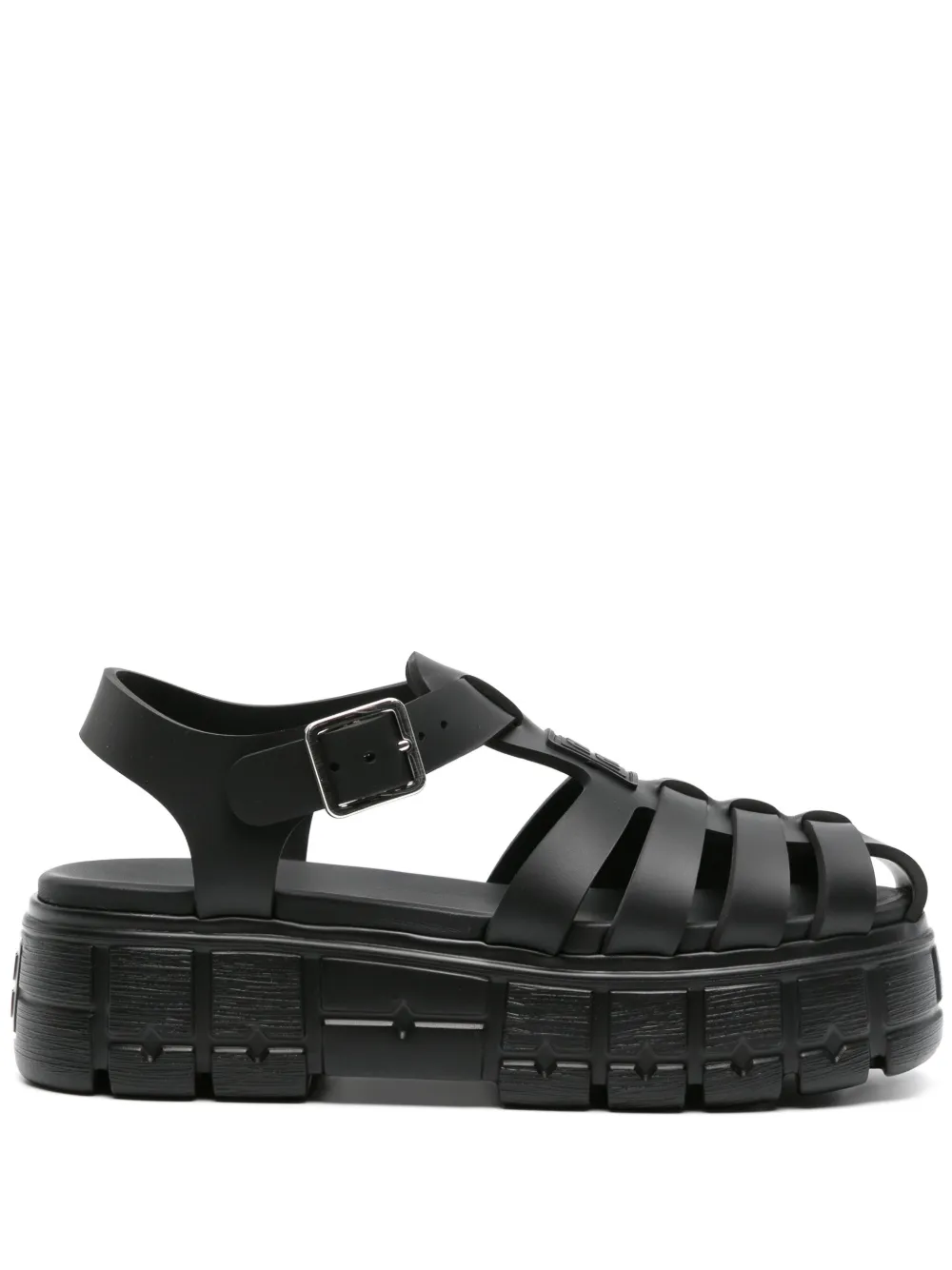 Miu Miu Caged Flatform Sandals In Black