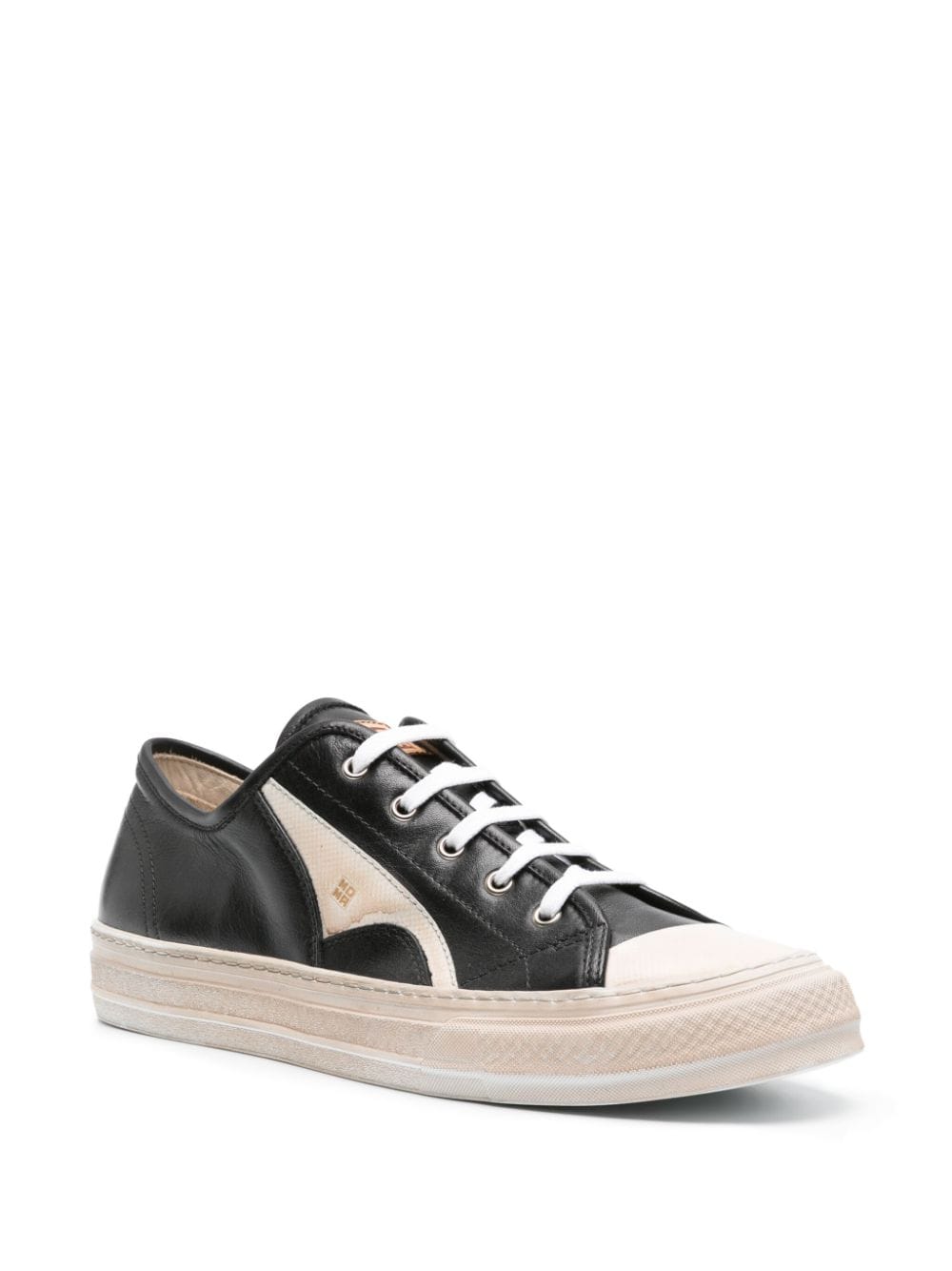 Shop Moma Panelled Leather Sneakers In Black