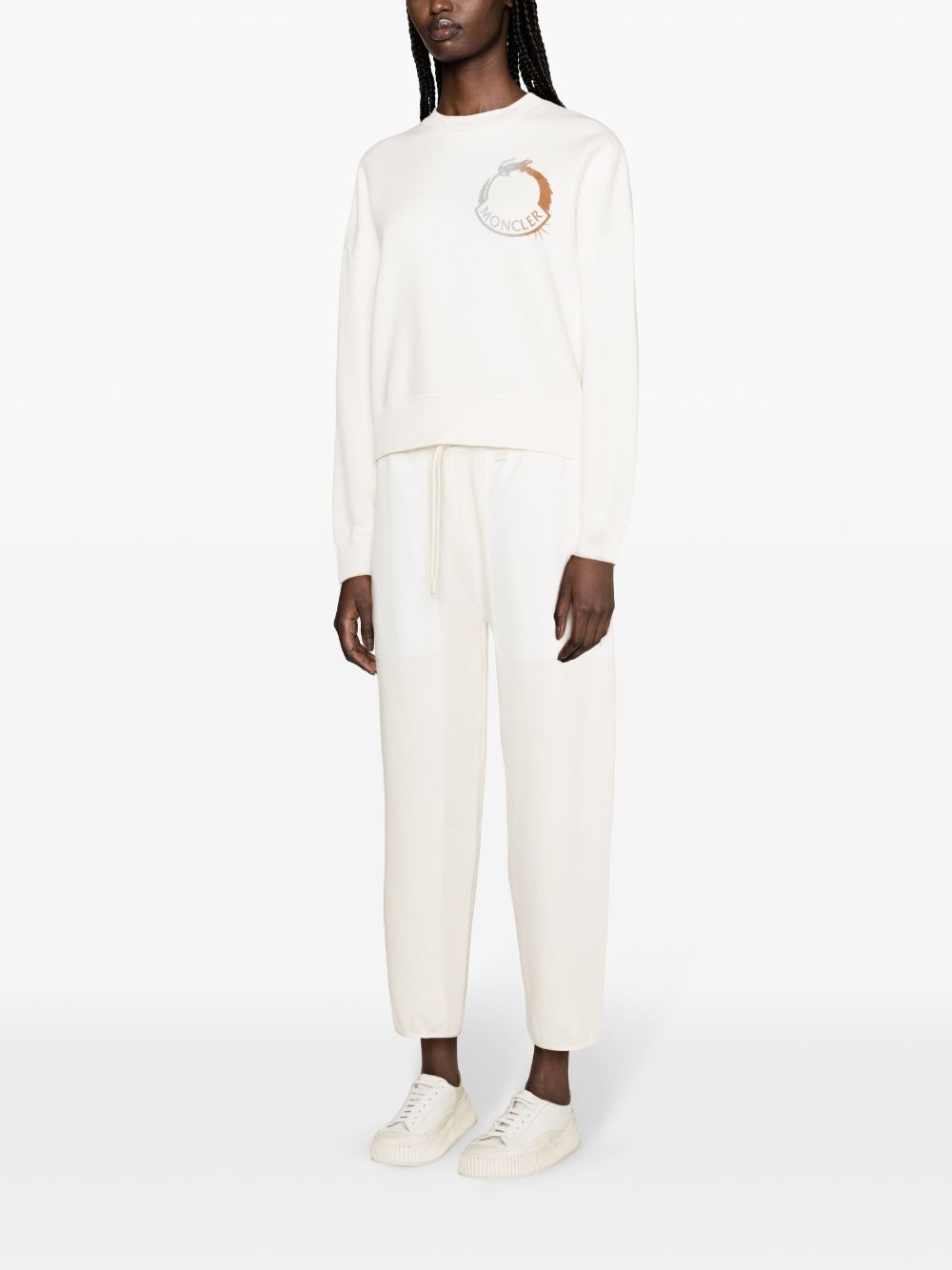 Shop Moncler Contrasting-panels Track Pants In White