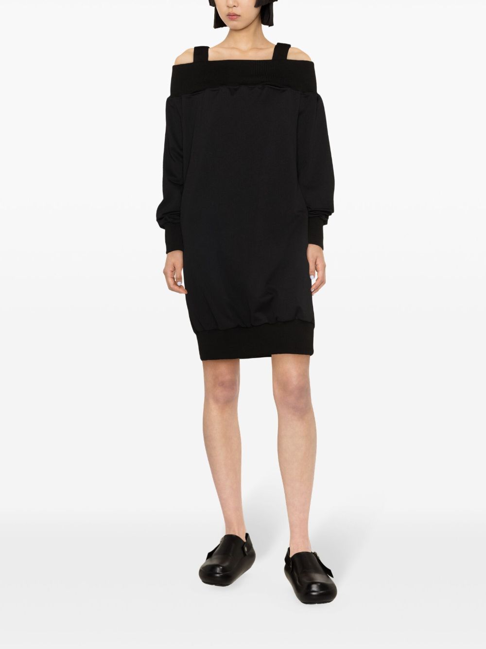Yohji Yamamoto Midi-jurk met vierkante hals Zwart