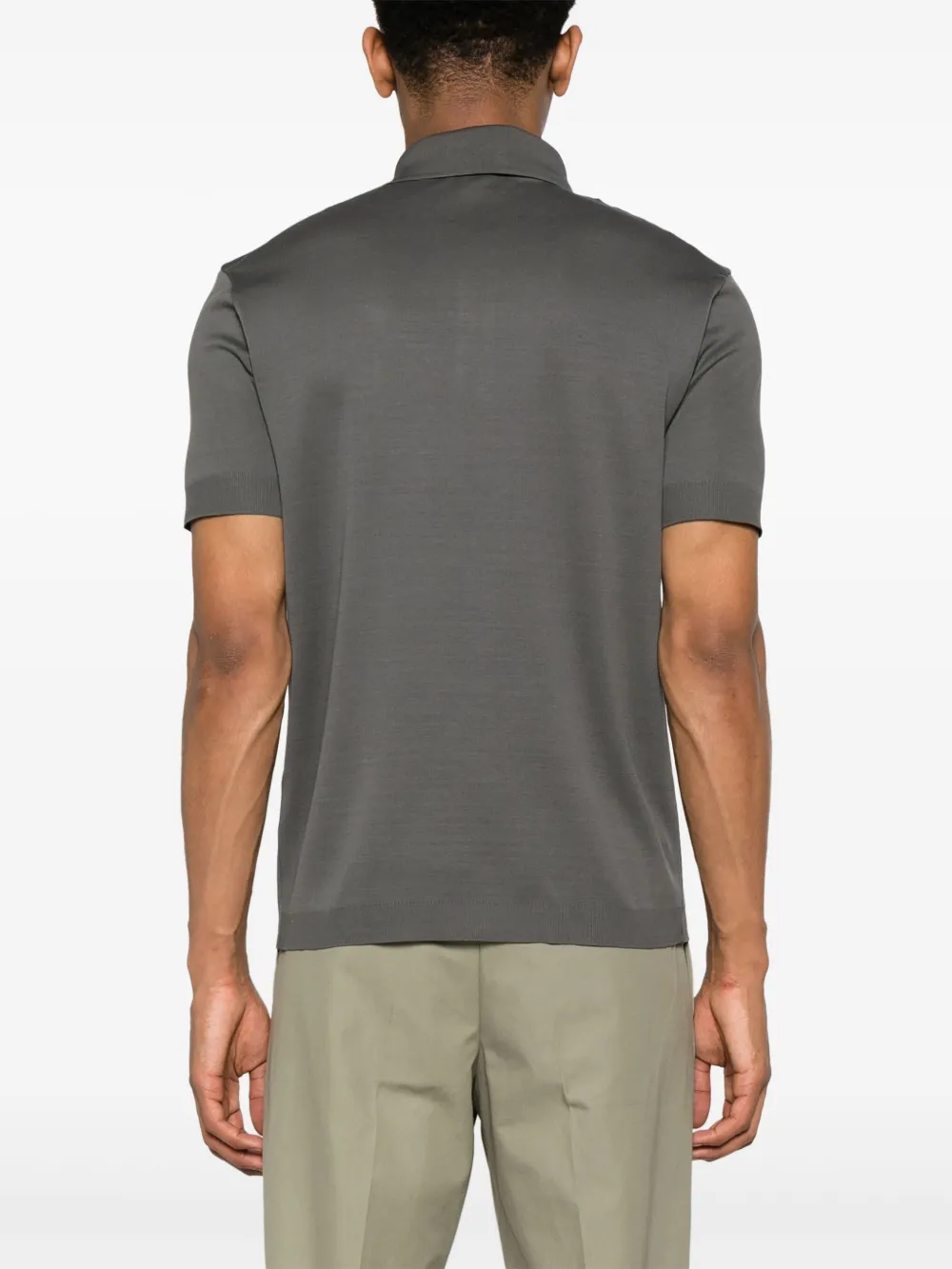 Shop Herno Button-up Cotton Polo Shirt In Grau