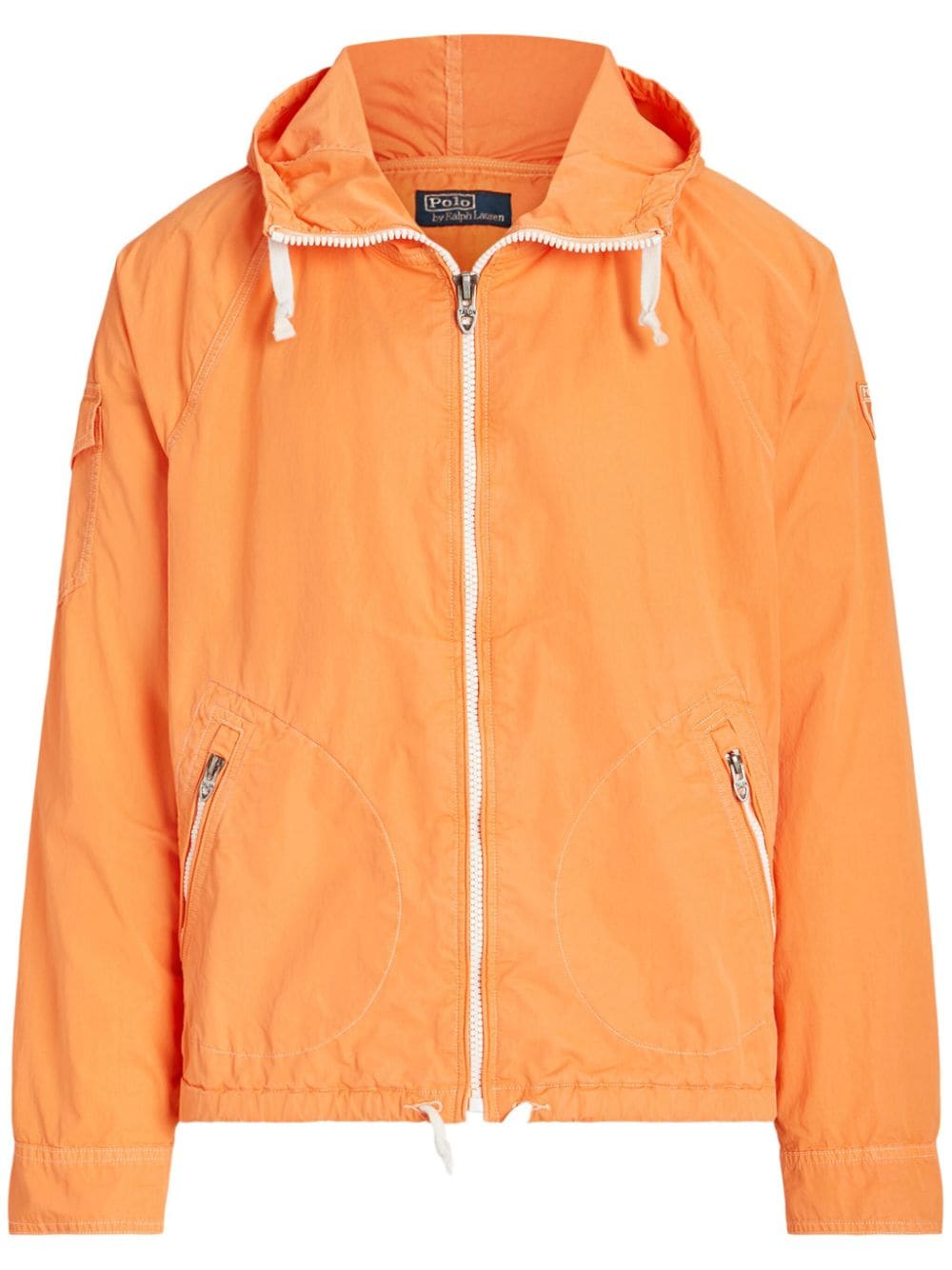 Polo Ralph Lauren Logo-patch Twill Hooded Jacket In Orange