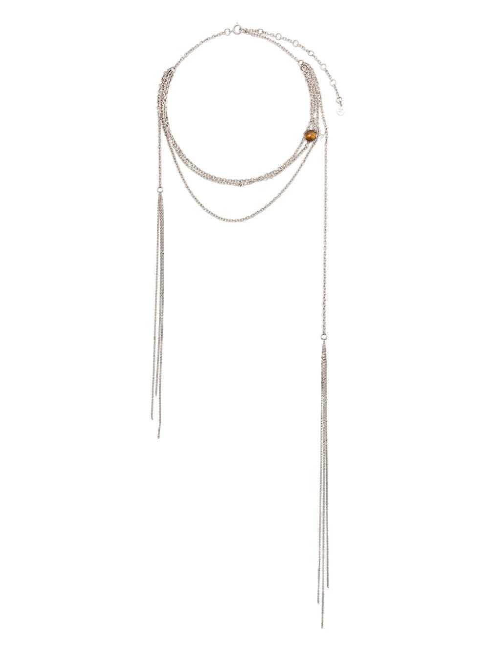 Shop Courrèges Stone Multi-chain Necklace In Silver