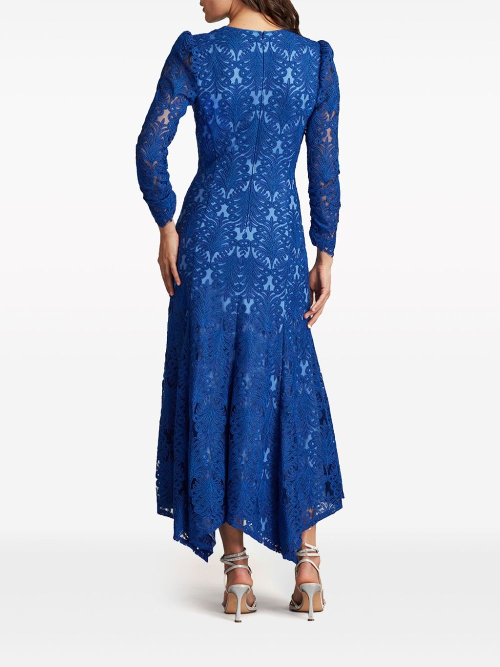 Shop Tadashi Shoji Lace-panel Maxi Dress In Blue