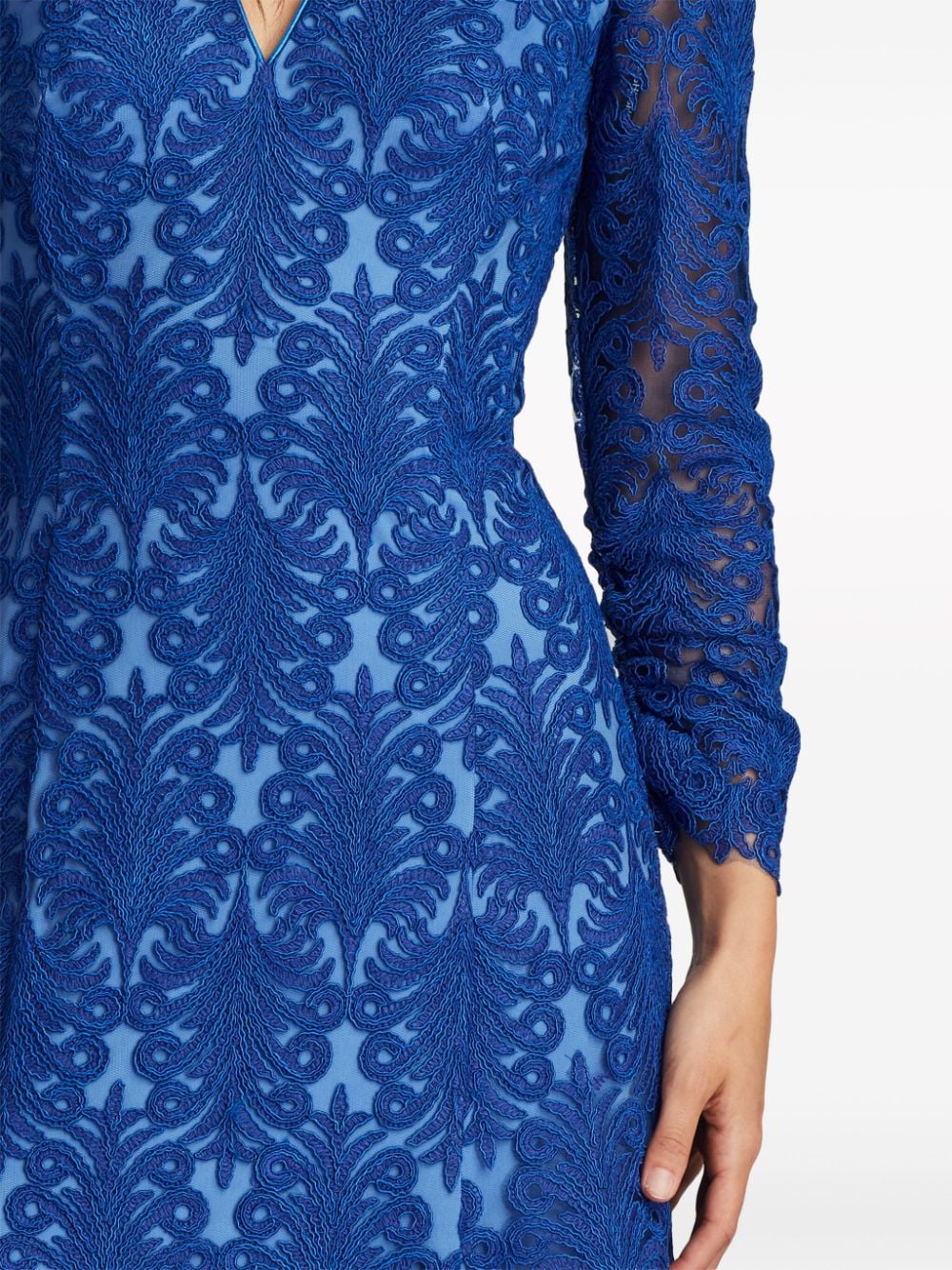 Shop Tadashi Shoji Lace-panel Maxi Dress In Blue