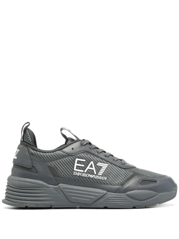 Ea7 Emporio Armani logo print Panelled Sneakers Grey FARFETCH AE