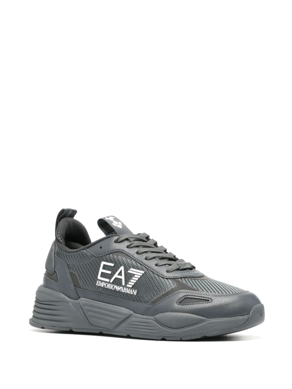 Shop Ea7 Logo-print Panelled Sneakers In 灰色