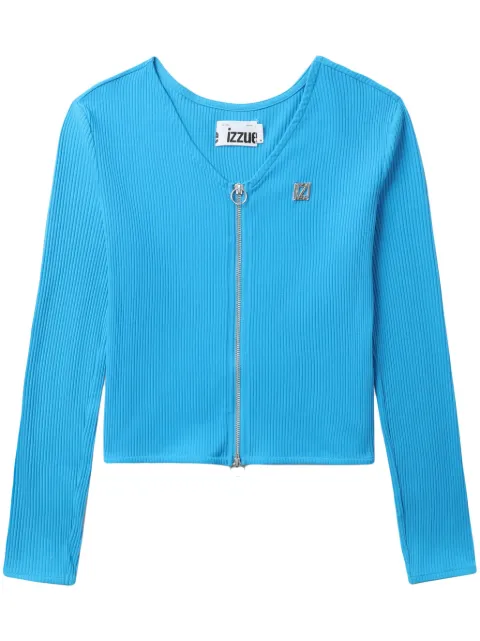 izzue zip-up ribbed-knit cardigan