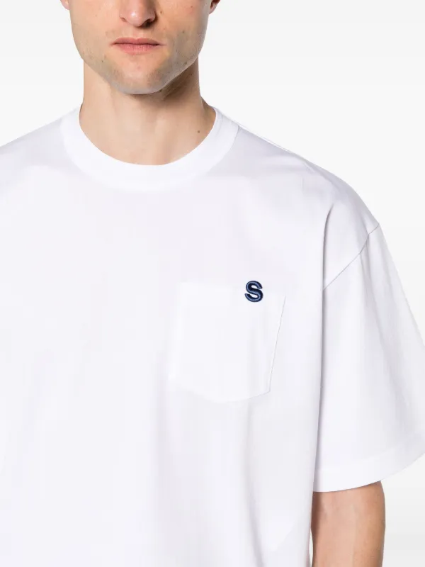 Sacai logo-embroidered Cotton T-shirt | White | FARFETCH