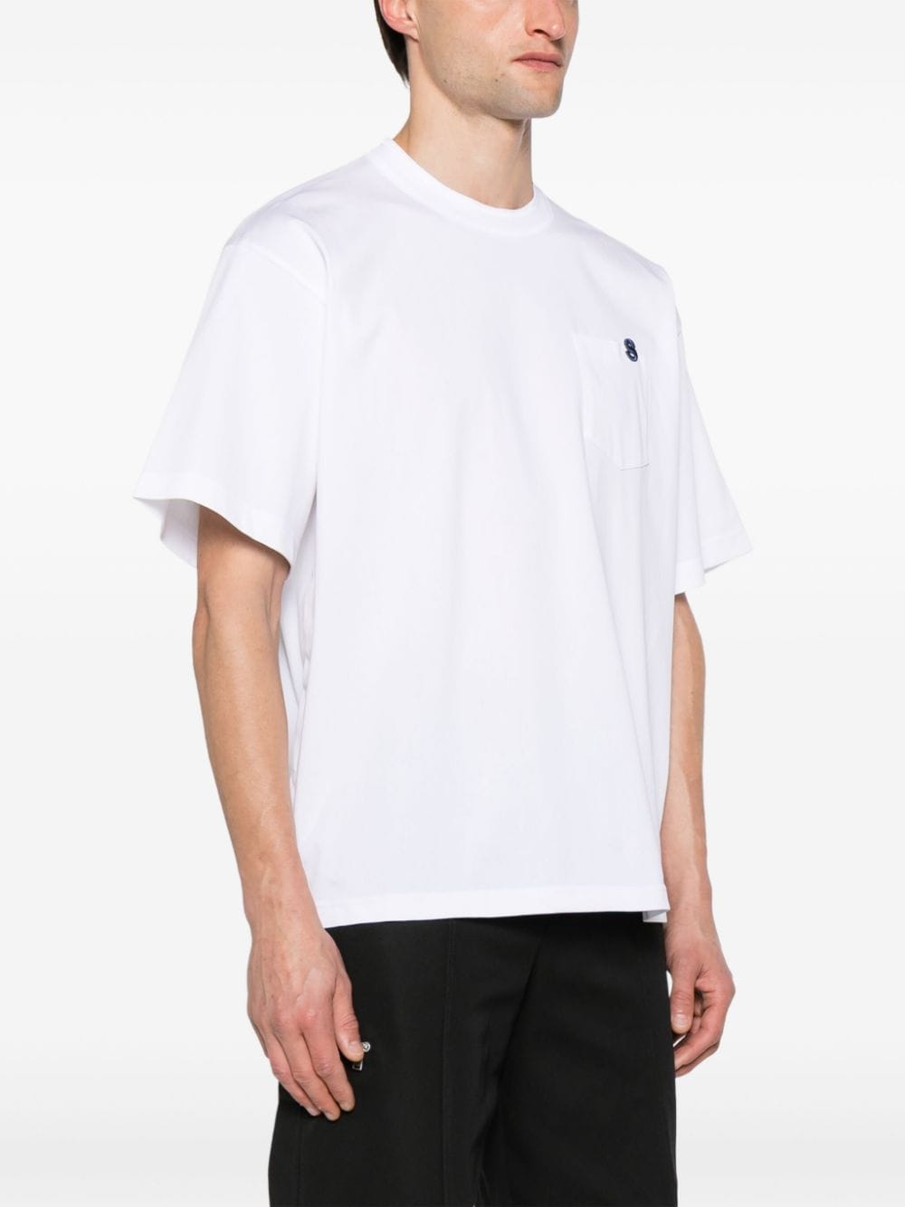 Shop Sacai Logo-embroidered Cotton T-shirt In White