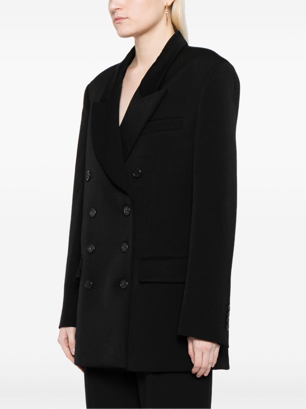 Shop Khaite The Tanner Double-breasted Blazer In Black