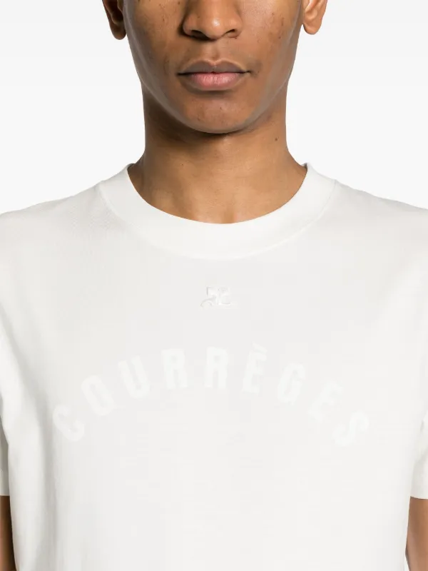 Courrèges logo-print Cotton T-shirt | White | FARFETCH CA