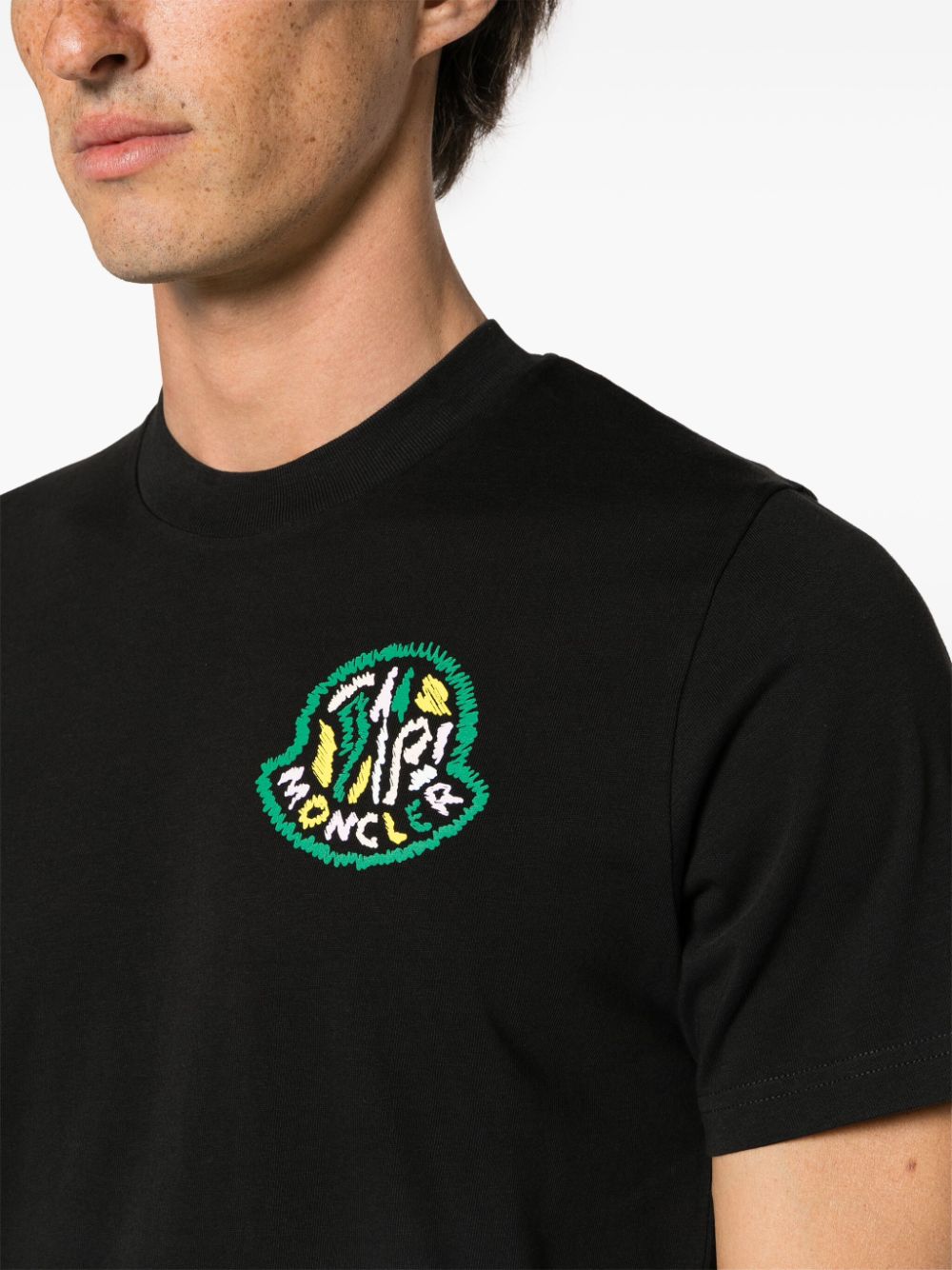 Moncler Katoenen T-shirt met logoprint Zwart