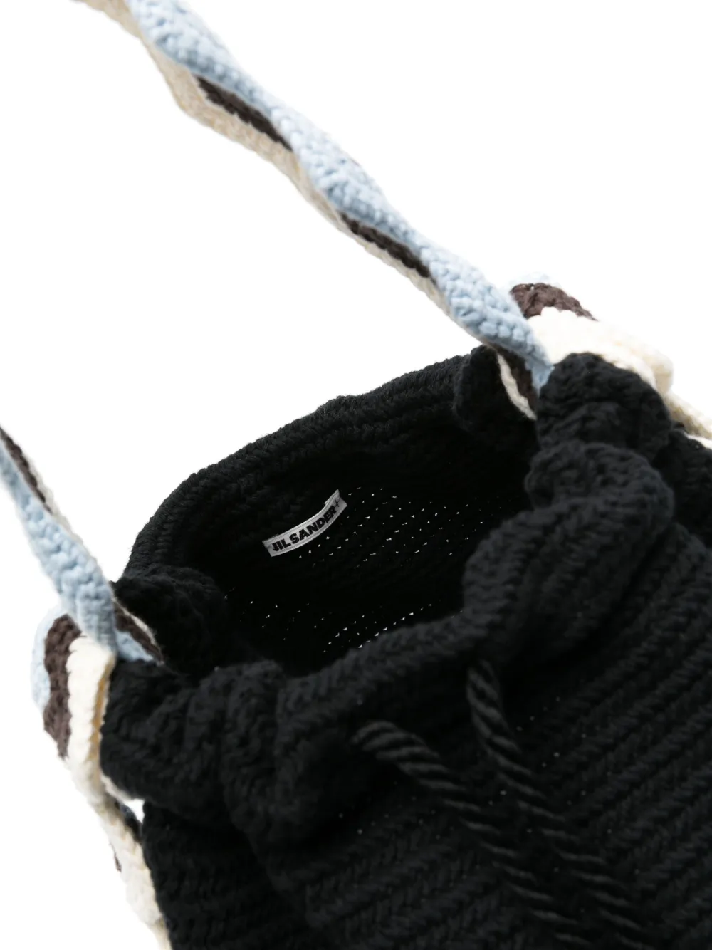 Jil Sander Woven Drawstring Bucket Bag In Schwarz