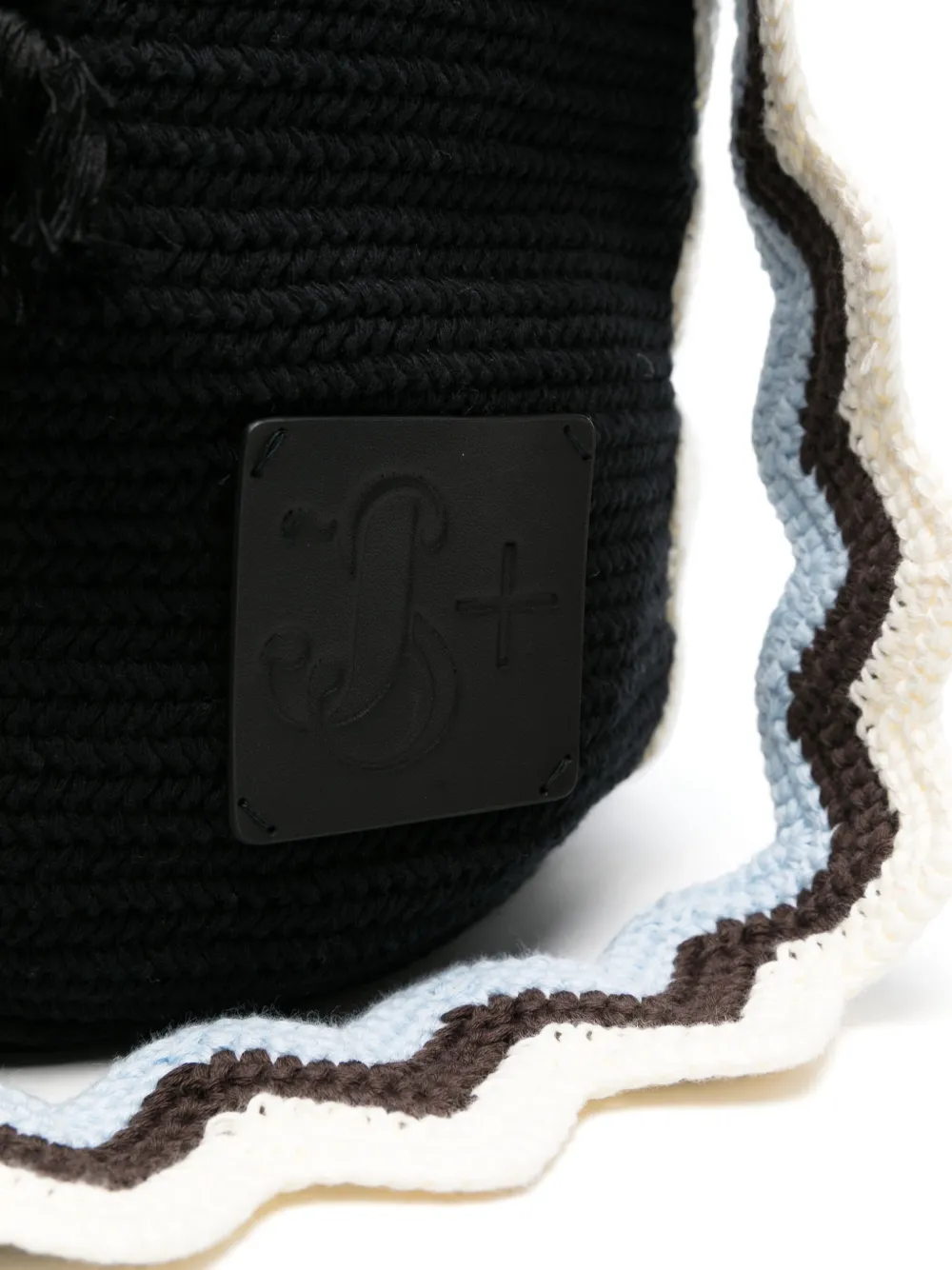Jil Sander Woven Drawstring Bucket Bag In Schwarz