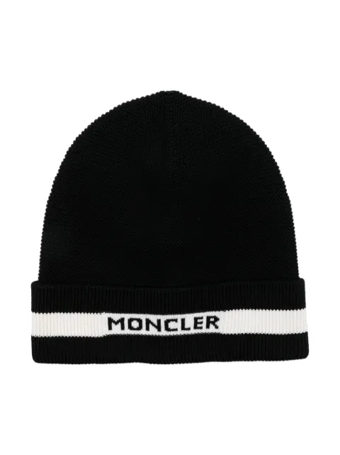 Moncler Enfant logo-jacquard fine-knit beanie