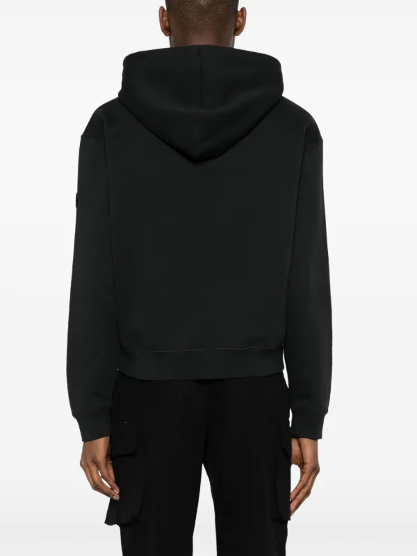 Moncler logo-embroidered Cotton Hoodie | Black | FARFETCH