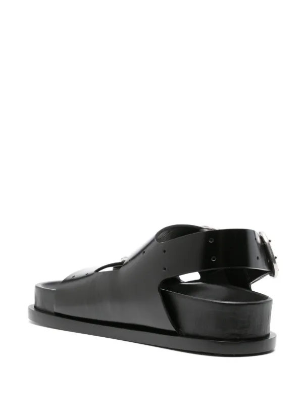 Jil Sander ダブルバックル レザーサンダル | ブラック