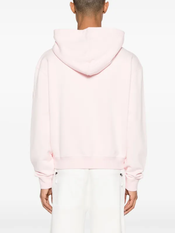 MONCLER / ジップパーカー/S/コットン/PNK/無地// Moncler logo-embroidered Cotton Hoodie | Pink | FARFETCH