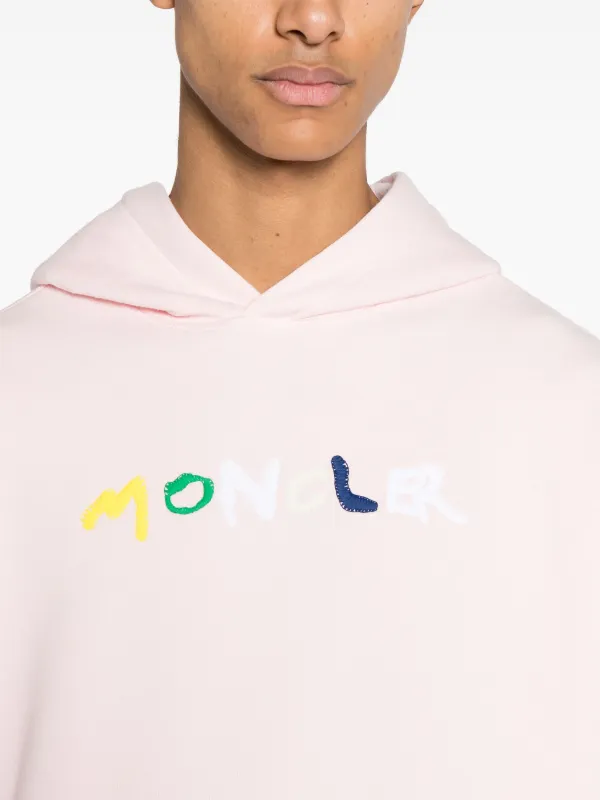 トップス MONCLER / Logo Hoodie Lemon 12A Moncler logo-embroidered Cotton Hoodie | Pink | FARFETCH